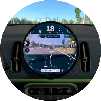 MINI Navigation AR displayed on the MINI OLED Display.