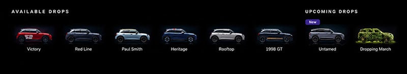 Line up of available and upcoming MINI Special Edition vehicles.